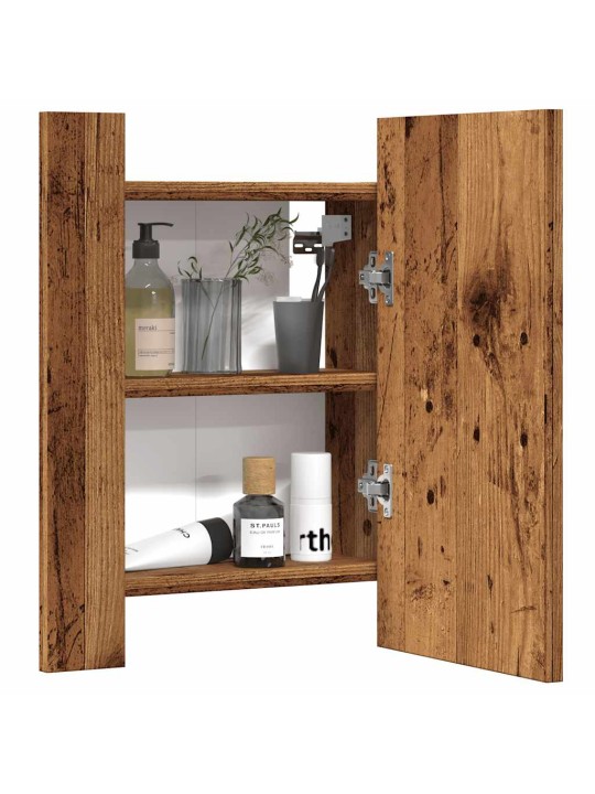 Zrcadlová skříňka s LED old wood 40x12x45 cm kompozitní dřevo