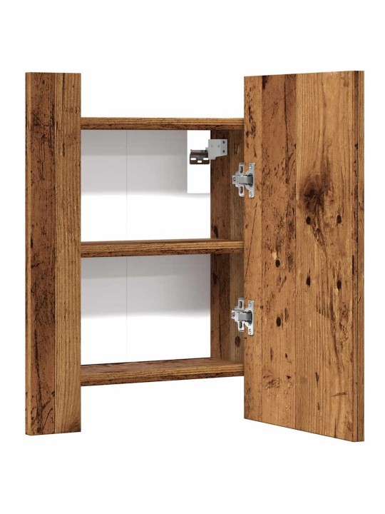 Zrcadlová skříňka s LED old wood 40x12x45 cm kompozitní dřevo