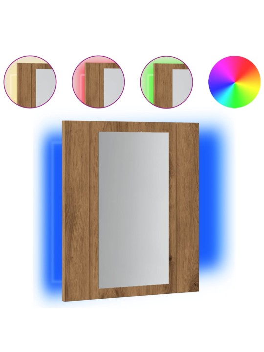 Zrcadlová skříňka LED dub artisan 40x12x45 cm kompozitní dřevo