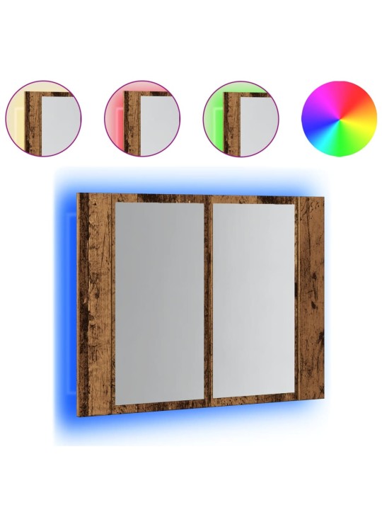 Zrcadlová skříňka s LED old wood 60x12x45 cm kompozitní dřevo