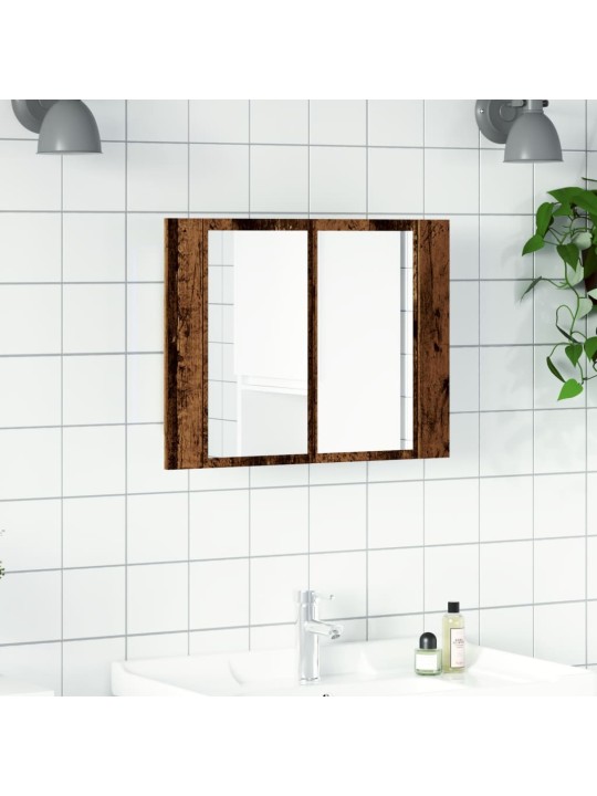 Zrcadlová skříňka s LED old wood 60x12x45 cm kompozitní dřevo