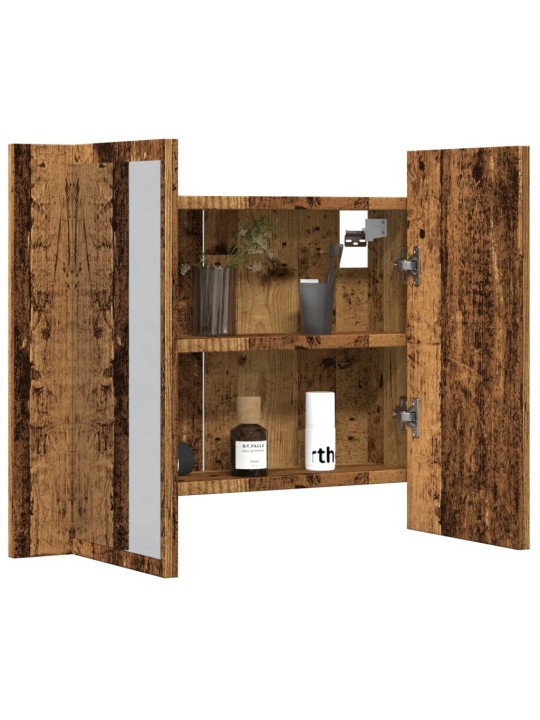 Zrcadlová skříňka s LED old wood 60x12x45 cm kompozitní dřevo