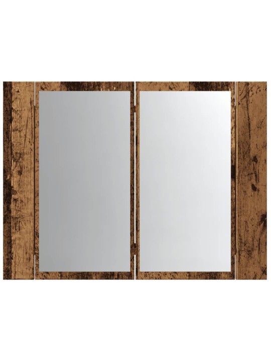 Zrcadlová skříňka s LED old wood 60x12x45 cm kompozitní dřevo