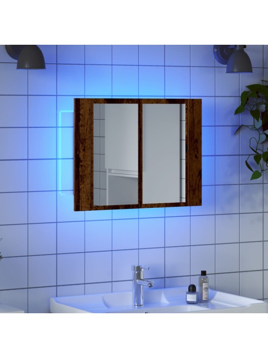 Zrcadlová skříňka s LED old wood 60x12x45 cm kompozitní dřevo