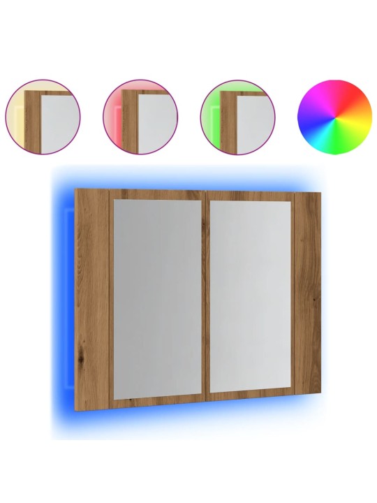 Zrcadlová skříňka s LED dub artisan 60x12x45cm kompozitní dřevo