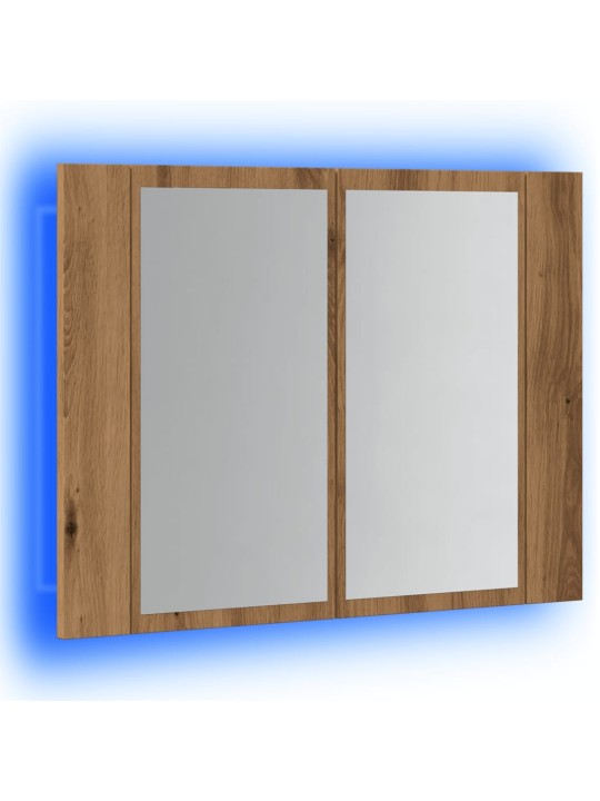 Zrcadlová skříňka s LED dub artisan 60x12x45cm kompozitní dřevo
