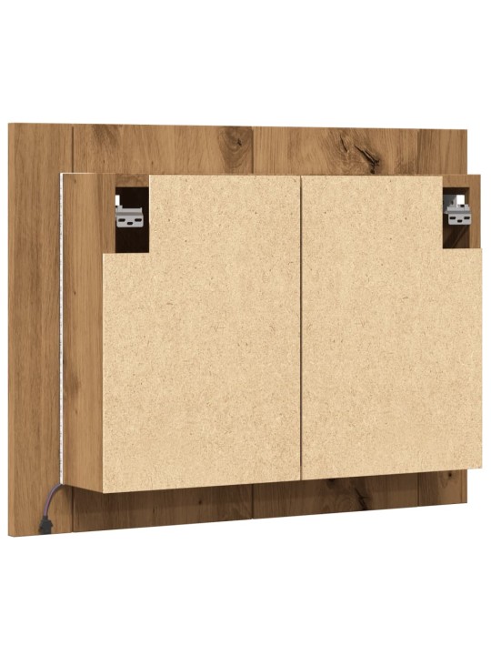 Zrcadlová skříňka s LED dub artisan 60x12x45cm kompozitní dřevo