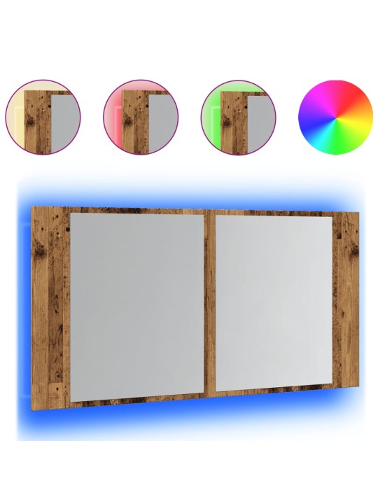 Zrcadlová skříňka s LED old wood 90x12x45 cm kompozitní dřevo