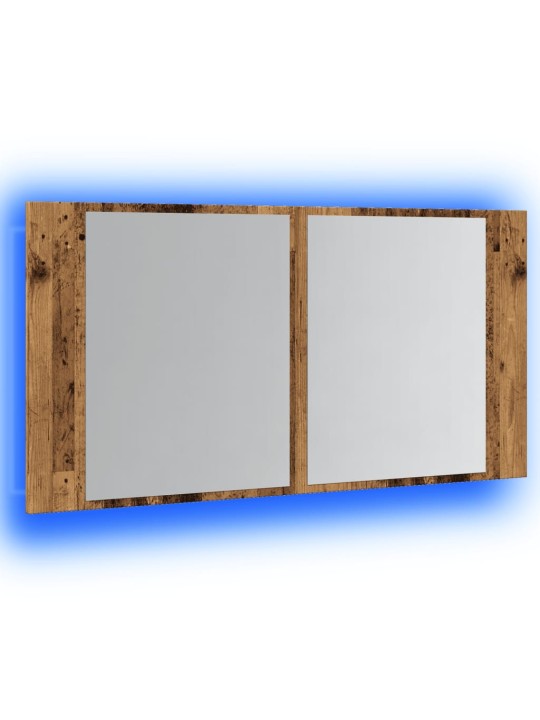 Zrcadlová skříňka s LED old wood 90x12x45 cm kompozitní dřevo