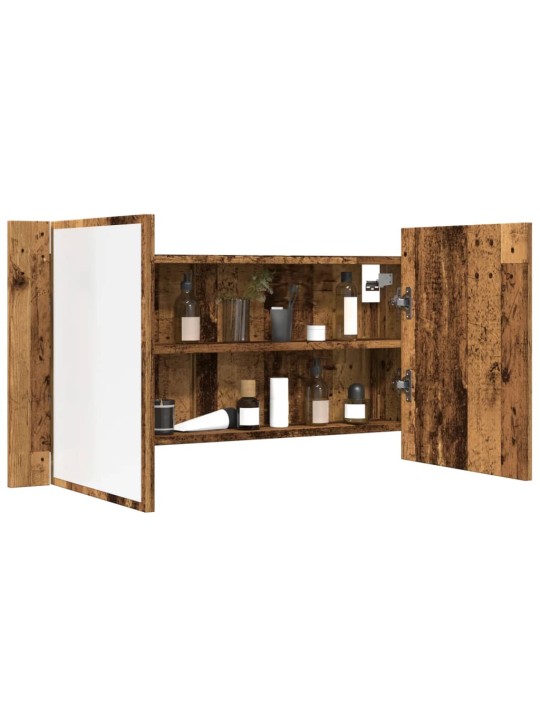 Zrcadlová skříňka s LED old wood 90x12x45 cm kompozitní dřevo