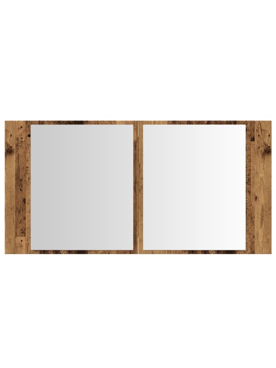Zrcadlová skříňka s LED old wood 90x12x45 cm kompozitní dřevo