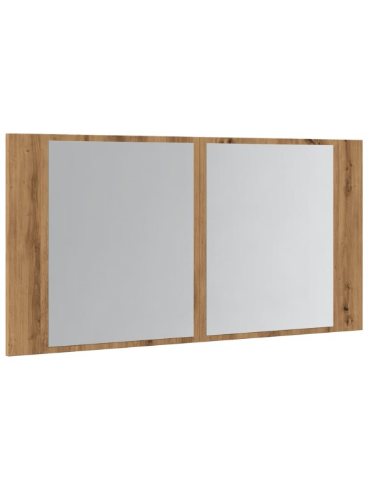 Zrcadlová skříňka s LED dub artisan 90x12x45cm kompozitní dřevo