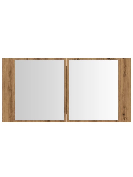 Zrcadlová skříňka s LED dub artisan 90x12x45cm kompozitní dřevo