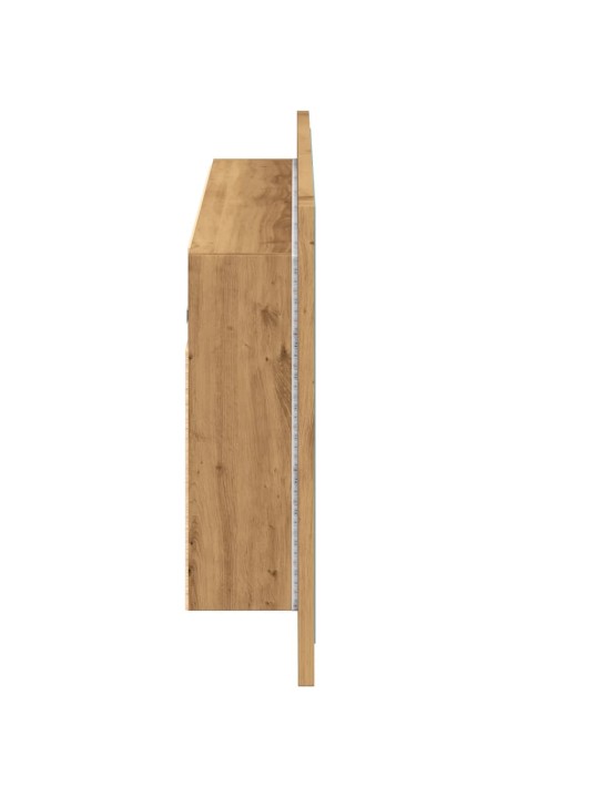Zrcadlová skříňka s LED dub artisan 90x12x45cm kompozitní dřevo