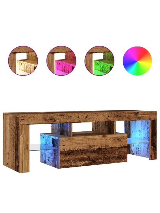 Tv stolek s led old wood 120 x 36,5 x 40 cm kompozitní dřevo