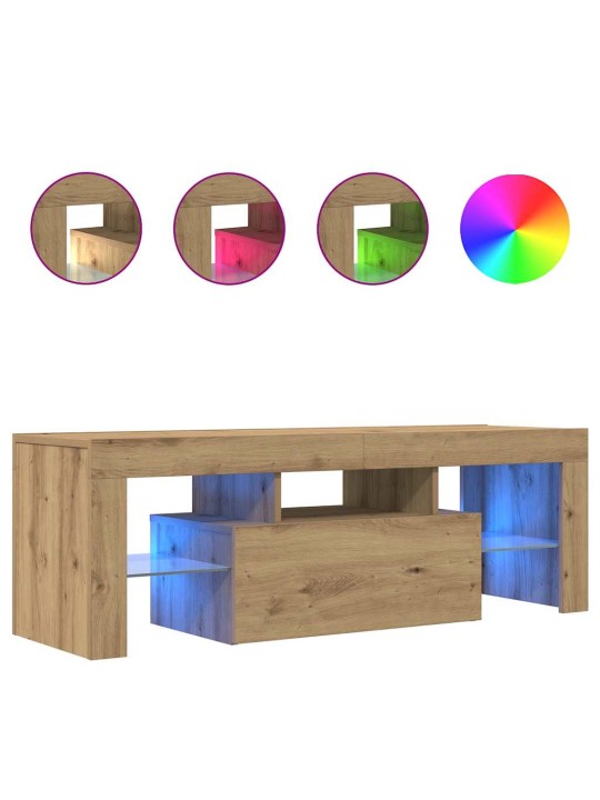 Tv stolek s led dub artisan 120 x 36,5 x 40 cm kompozitní dřevo