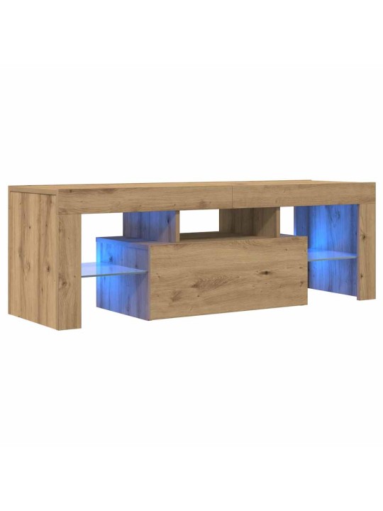 Tv stolek s led dub artisan 120 x 36,5 x 40 cm kompozitní dřevo