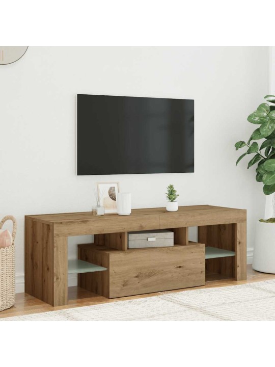 Tv stolek s led dub artisan 120 x 36,5 x 40 cm kompozitní dřevo