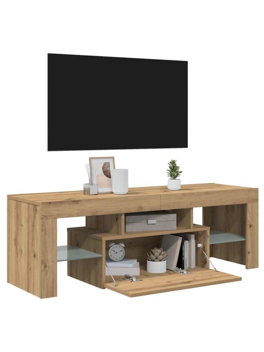Tv stolek s led dub artisan 120 x 36,5 x 40 cm kompozitní dřevo