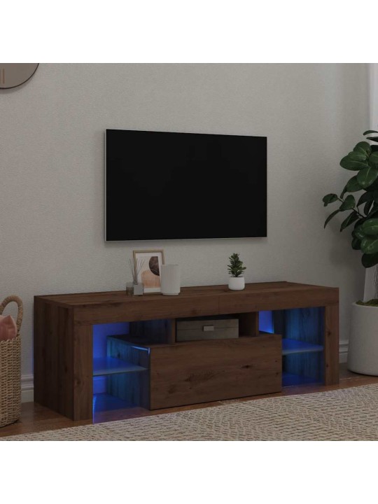 Tv stolek s led dub artisan 120 x 36,5 x 40 cm kompozitní dřevo