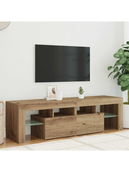 Tv stolek s led dub artisan 140 x 36,5 x 40 cm kompozitní dřevo