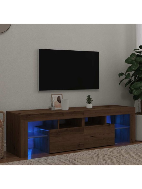 Tv stolek s led dub artisan 140 x 36,5 x 40 cm kompozitní dřevo
