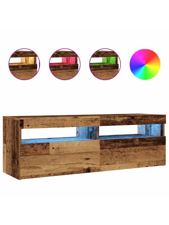 Tv stolek s led old wood 120 x 35 x 40 cm kompozitní dřevo