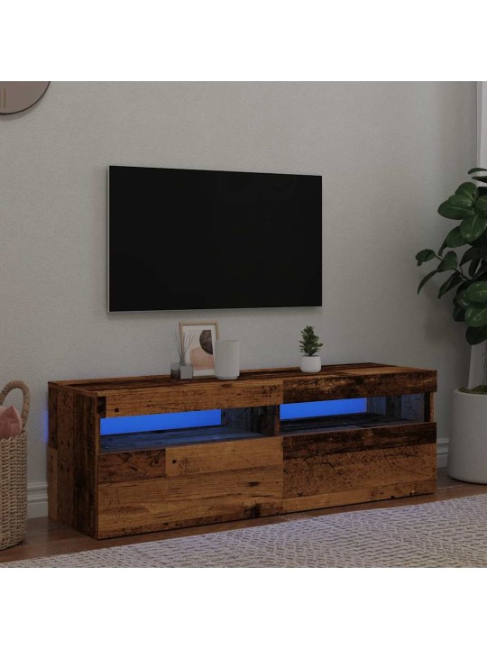Tv stolek s led old wood 120 x 35 x 40 cm kompozitní dřevo