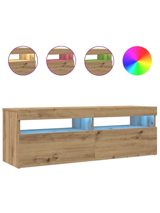 Tv stolek s led dub artisan 120 x 35 x 40 cm kompozitní dřevo