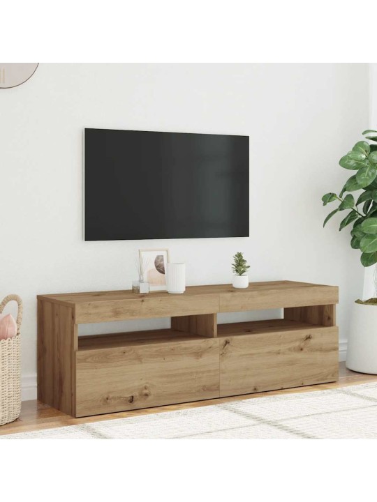 Tv stolek s led dub artisan 120 x 35 x 40 cm kompozitní dřevo