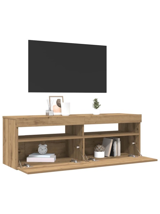 Tv stolek s led dub artisan 120 x 35 x 40 cm kompozitní dřevo