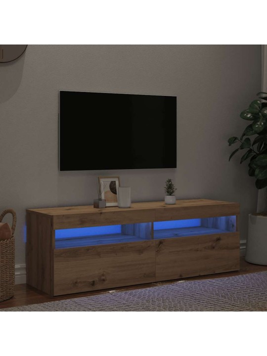 Tv stolek s led dub artisan 120 x 35 x 40 cm kompozitní dřevo