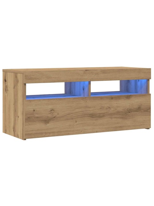 Tv stolek s led dub artisan 90 x 35 x 40 cm kompozitní dřevo