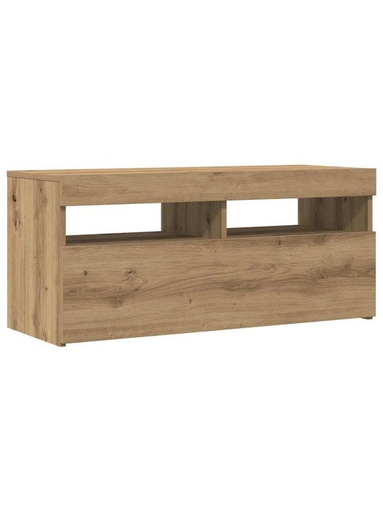 Tv stolek s led dub artisan 90 x 35 x 40 cm kompozitní dřevo