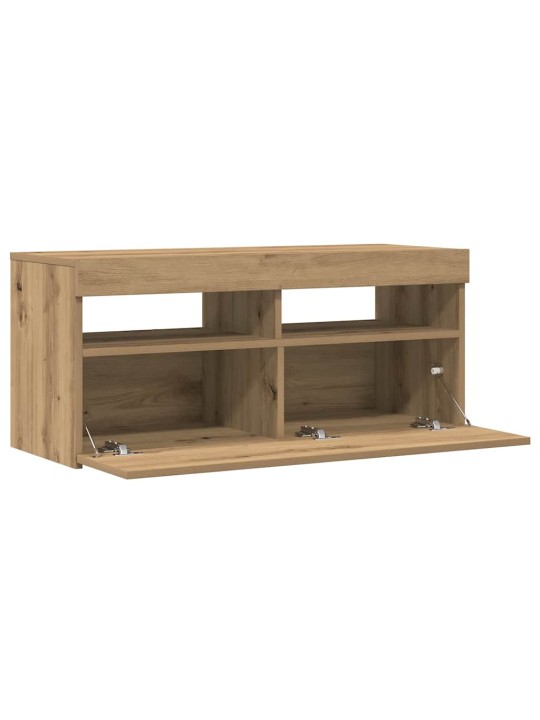 Tv stolek s led dub artisan 90 x 35 x 40 cm kompozitní dřevo