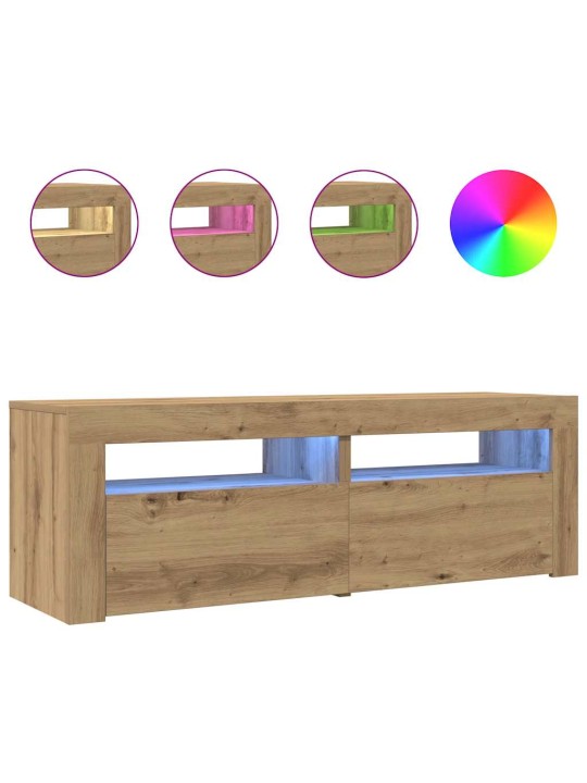 Tv stolek s led dub artisan 120 x 35 x 40 cm kompozitní dřevo