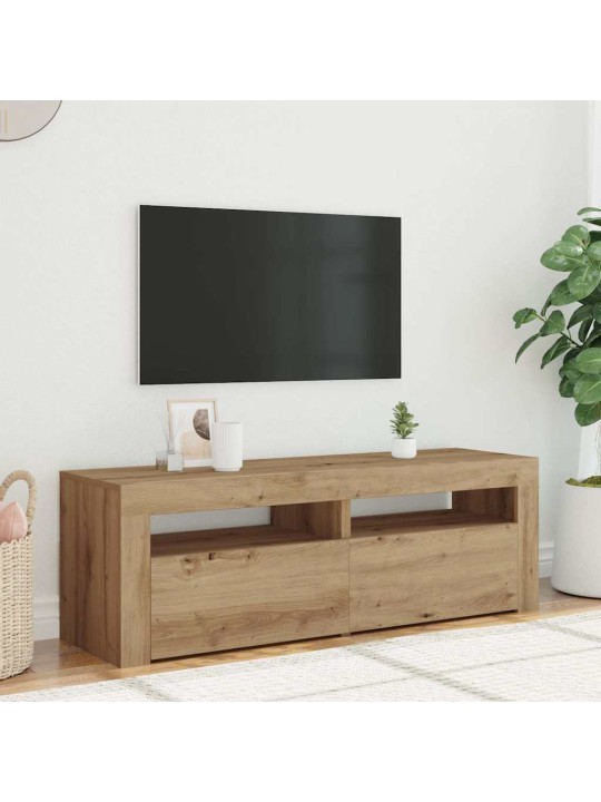 Tv stolek s led dub artisan 120 x 35 x 40 cm kompozitní dřevo