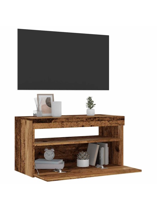 Tv stolky s led 2 ks old wood kompozitní dřevo