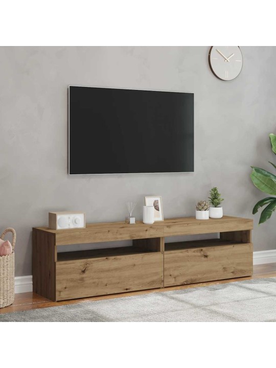 Tv stolky s led 2 ks dub artisan kompozitní dřevo