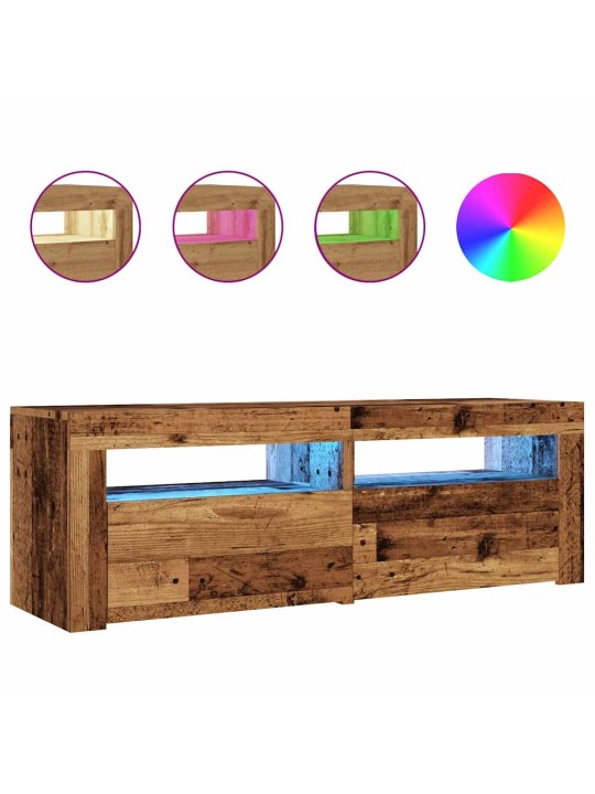 Tv stolek s led old wood 120 x 35 x 40 cm kompozitní dřevo