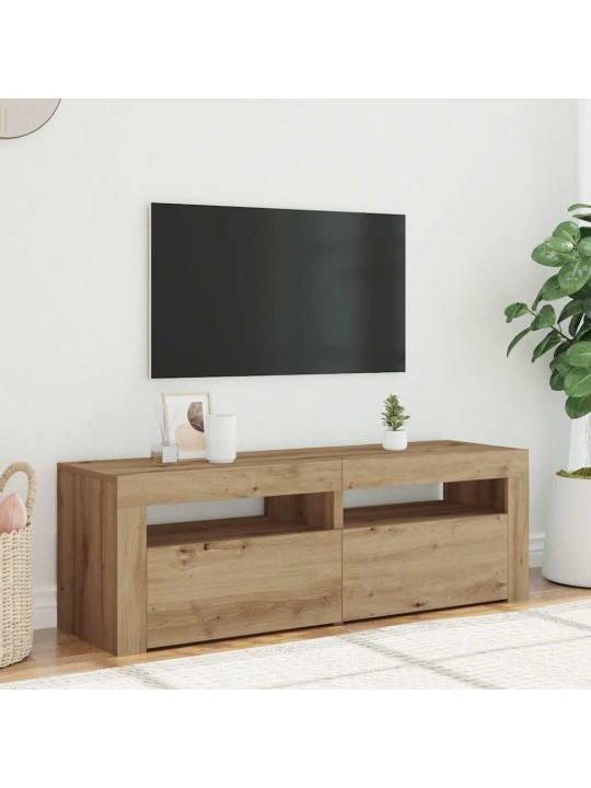 Tv stolek s led dub artisan 120 x 35 x 40 cm kompozitní dřevo