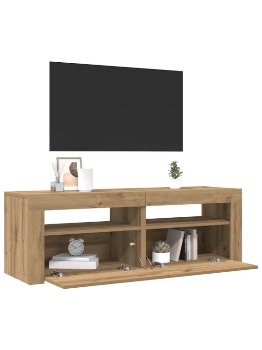 Tv stolek s led dub artisan 120 x 35 x 40 cm kompozitní dřevo
