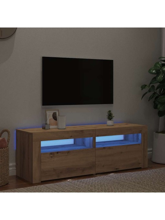 Tv stolek s led dub artisan 120 x 35 x 40 cm kompozitní dřevo