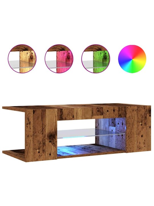 TV stolek s LED old wood 90 x 39 x 30 cm kompozitní dřevo