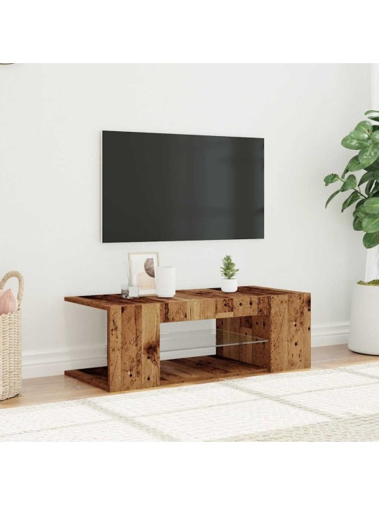 TV stolek s LED old wood 90 x 39 x 30 cm kompozitní dřevo