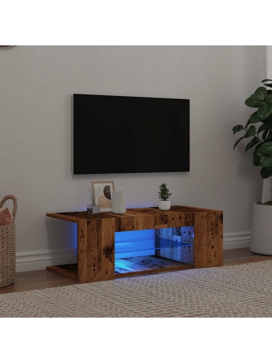 TV stolek s LED old wood 90 x 39 x 30 cm kompozitní dřevo