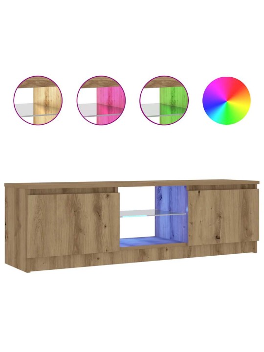 TV stolek s LED dub artisan 120 x 30 x 36 cm kompozitní dřevo