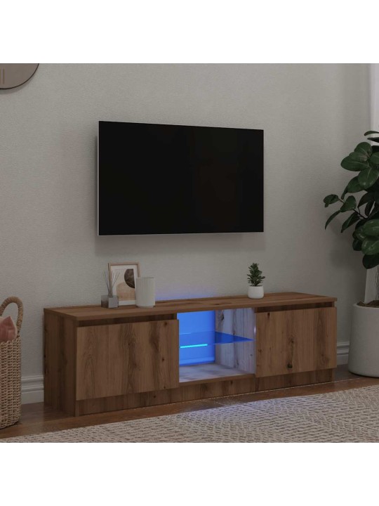TV stolek s LED dub artisan 120 x 30 x 36 cm kompozitní dřevo