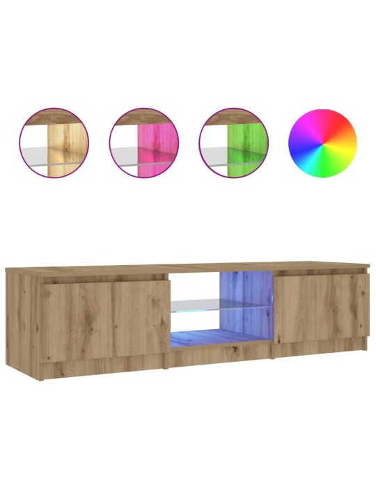 TV stolek s LED dub artisan 140 x 40 x 35,5 cm kompozitní dřevo