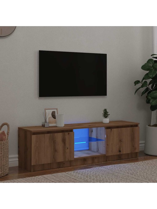 TV stolek s LED dub artisan 140 x 40 x 35,5 cm kompozitní dřevo